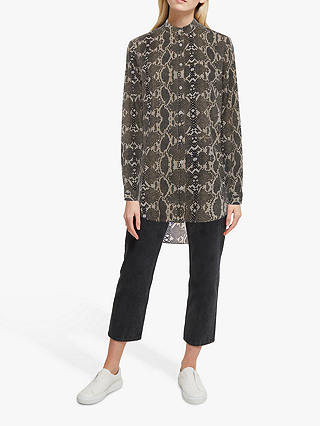 French Connection Snake Print Collarless Shirt, Neutral