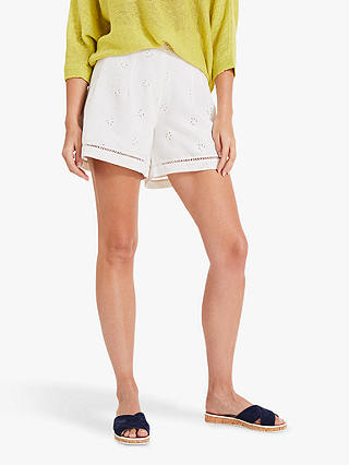 Phase Eight Brianne Broidery Shorts, White