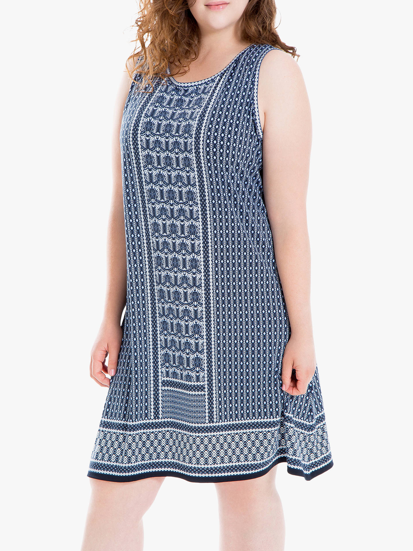 Max Studio + Printed Sleeveless Dress, Navy/Blue at John Lewis & Partners