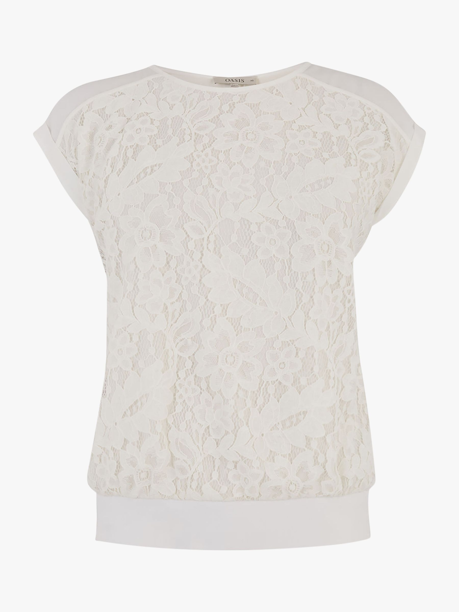 Oasis Button Back Lace Top, Off White
