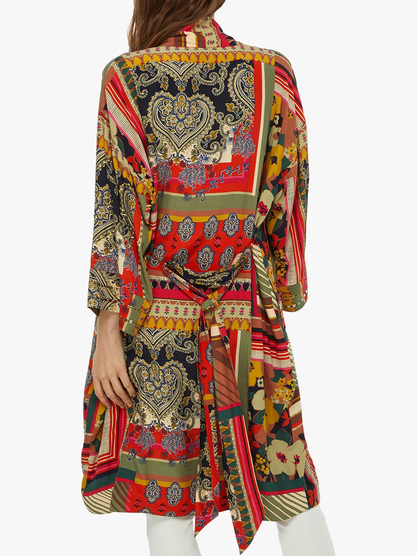 Monsoon Zeeba Print Kimono, Red at John Lewis & Partners