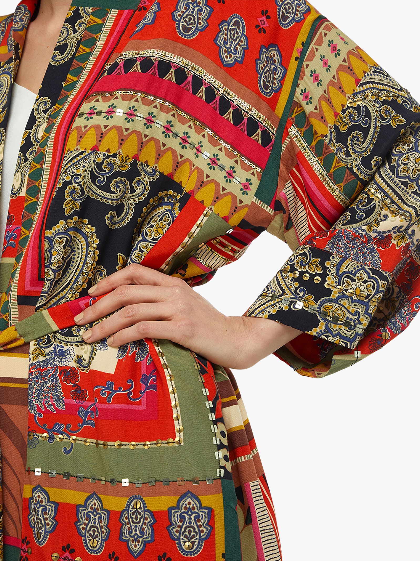 Monsoon Zeeba Print Kimono, Red at John Lewis & Partners