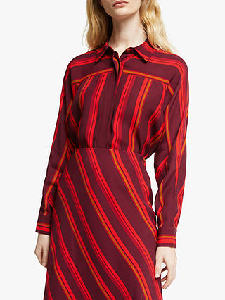 John Lewis & Partners Seam Detail Stripe Shirt, Red