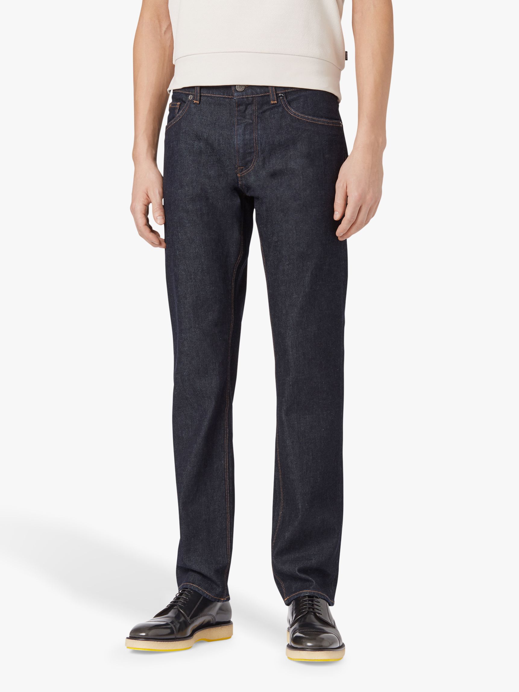 BOSS Maine Regular Fit Jeans, Navy at John Lewis & Partners