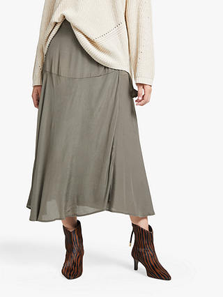 AND/OR Wrap Midi Skirt, Khaki