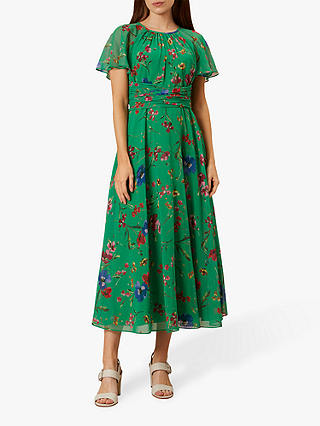 Hobbs Sarah Midi Dress, Green/Multi