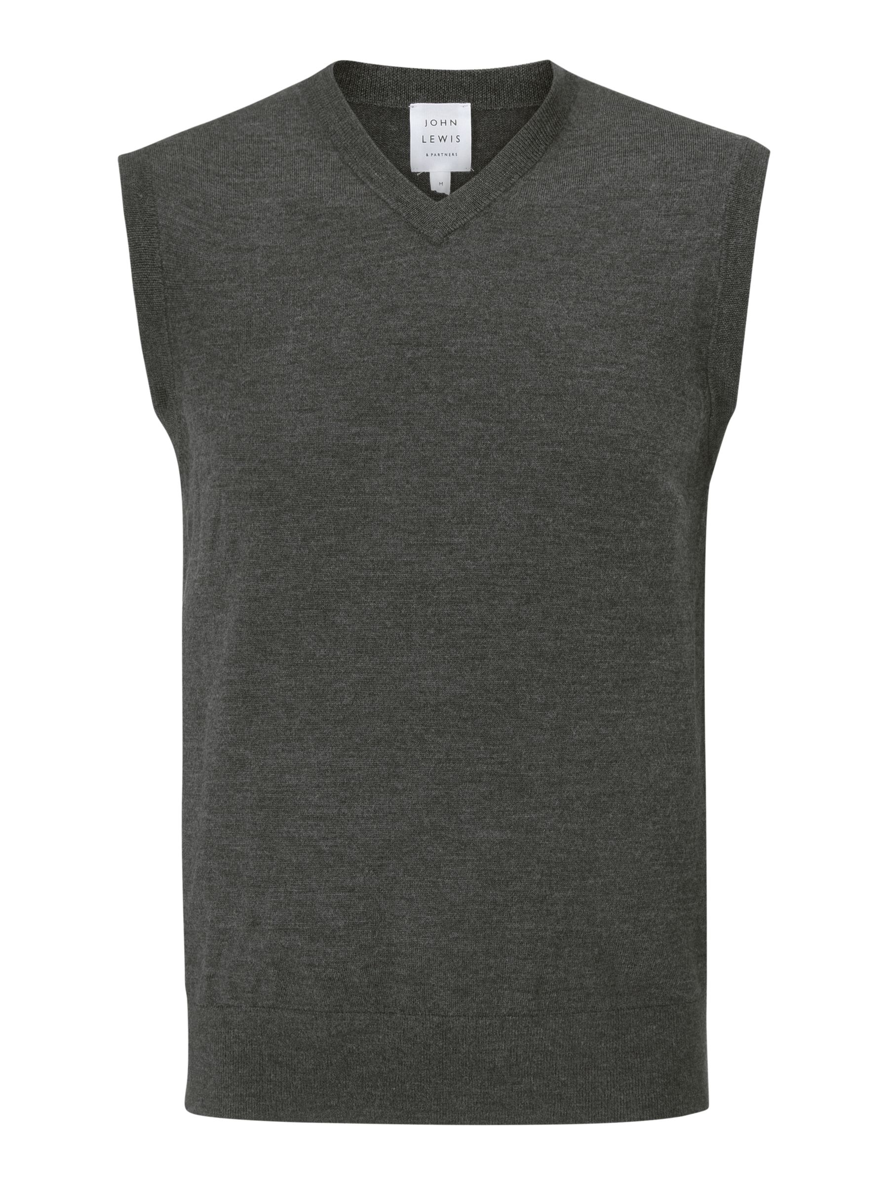 John Lewis Extra Fine Merino Tank Top, Charcoal at John Lewis & Partners