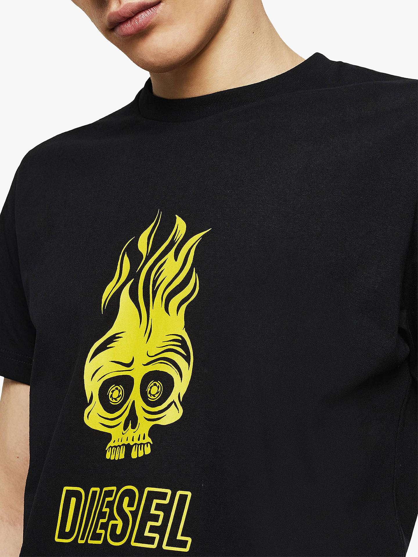 Diesel T-Diego Division Flaming Skull Graphic T-Shirt, Black/Logo at ...