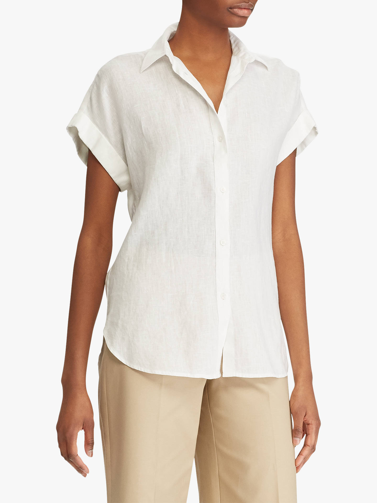 Lauren Ralph Lauren Broono Short Sleeve Linen Shirt, White at John ...