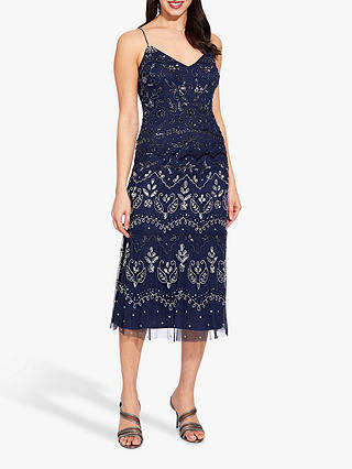 Adrianna Papell Embellished Cocktail Dress, Navy