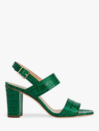 L.K.Bennett Rhiannon Croc Sandals, Green Leather