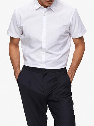 SELECTED HOMME Organic Cotton Linen Short Sleeve Shirt