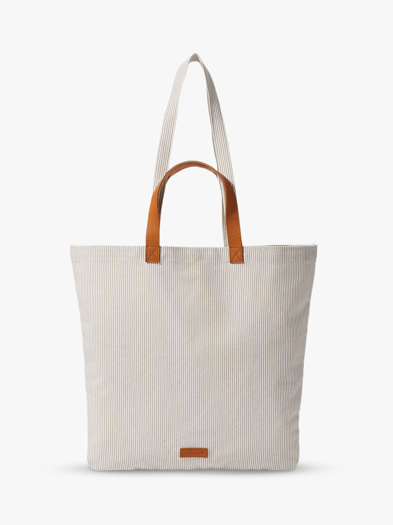 Jigsaw Canvas Leather Trim Tote Bag, Grey at John Lewis & Partners
