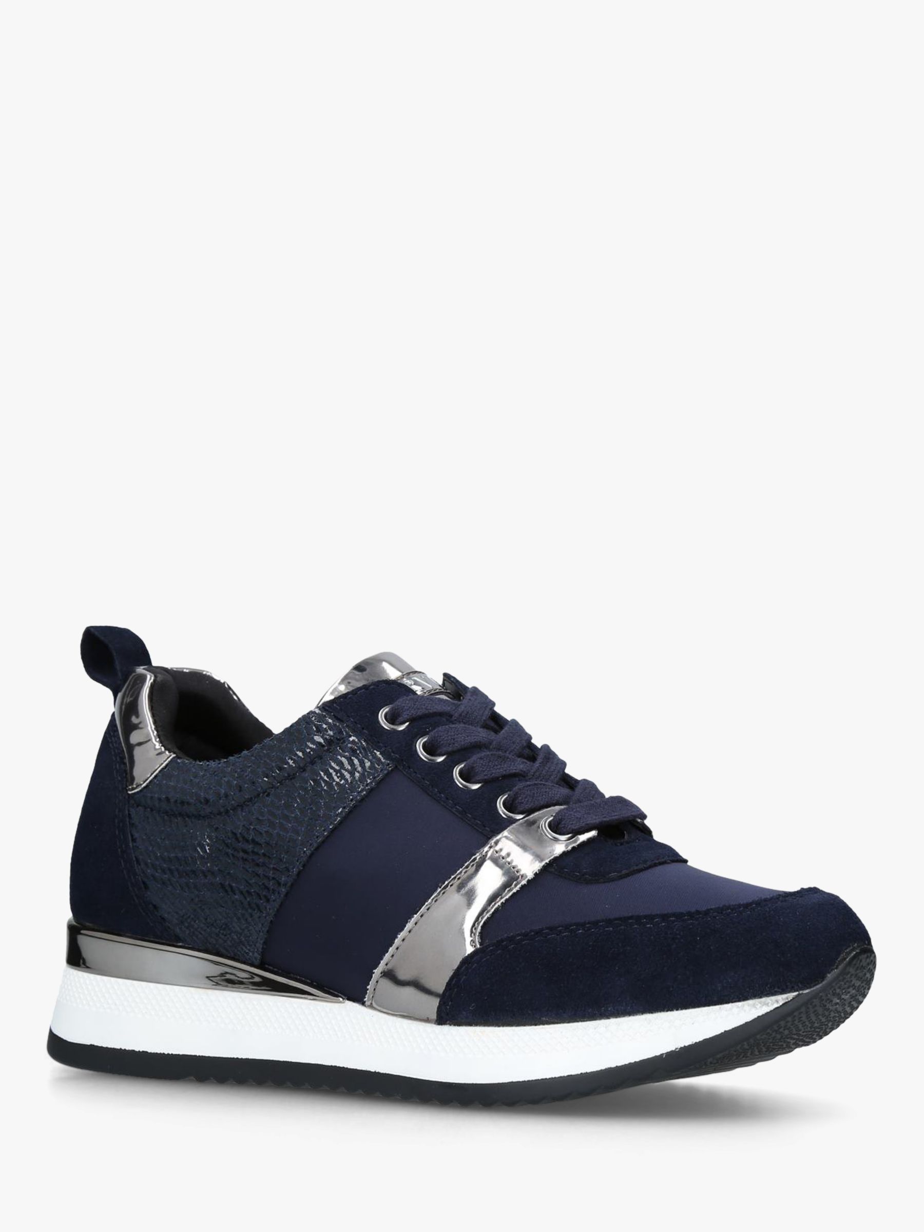 Carvela Justified Glitter Low Top Trainers, Navy at John Lewis & Partners