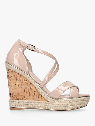 Carvela Sublime High Wedge Sandals, Nude Patent