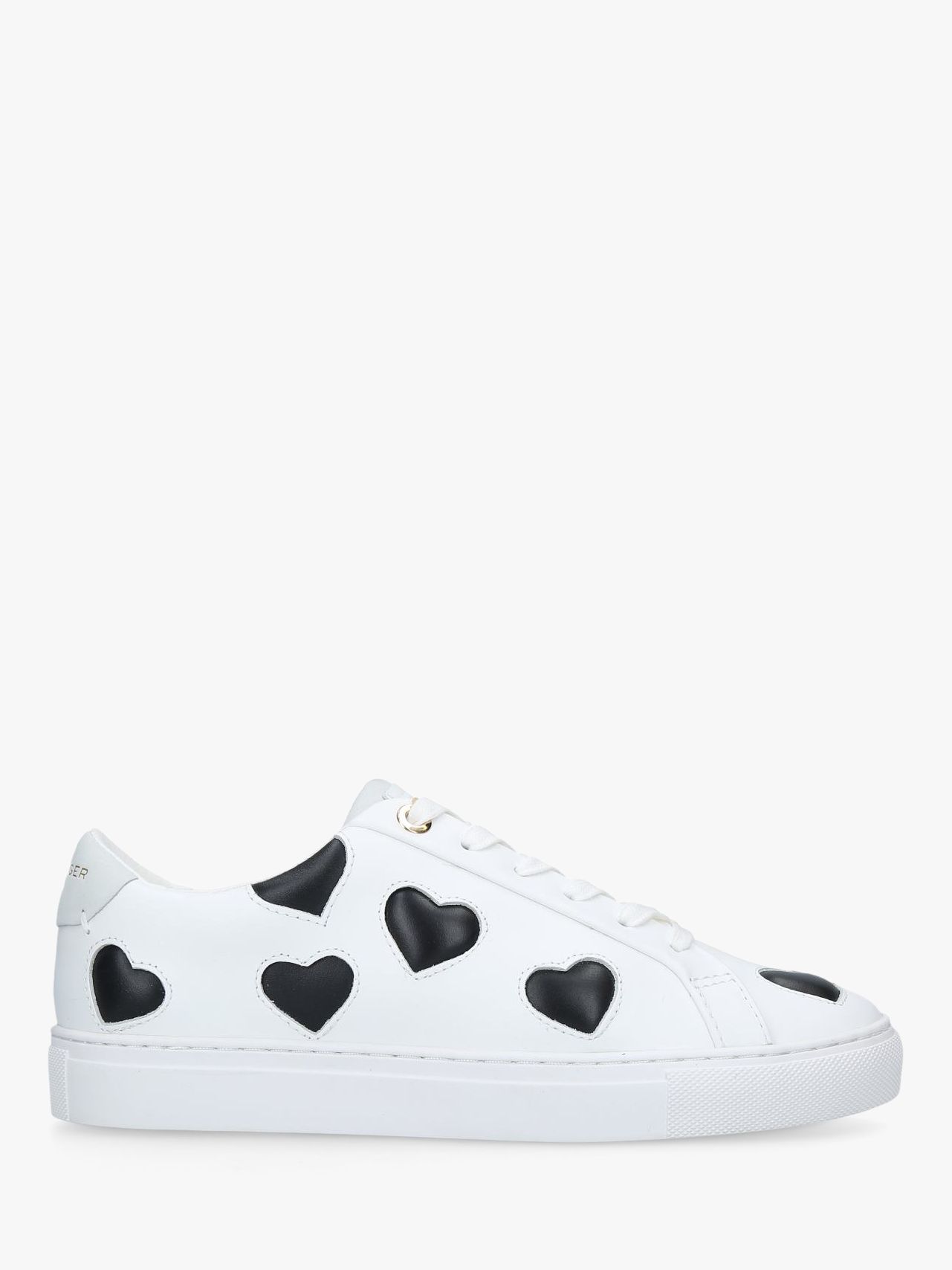 Kurt Geiger London Lane Love Heart Leather Trainers, White/Black at ...