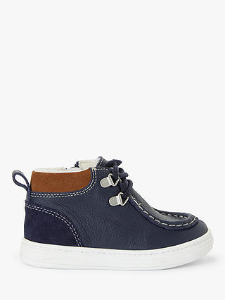 John Lewis & Partners Children's Billy High Top Boat Shoes, Navy/Tan