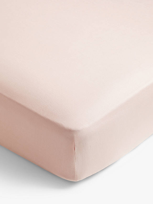 John Lewis & Partners 100% Linen Single Fitted Sheet, Blush Pink