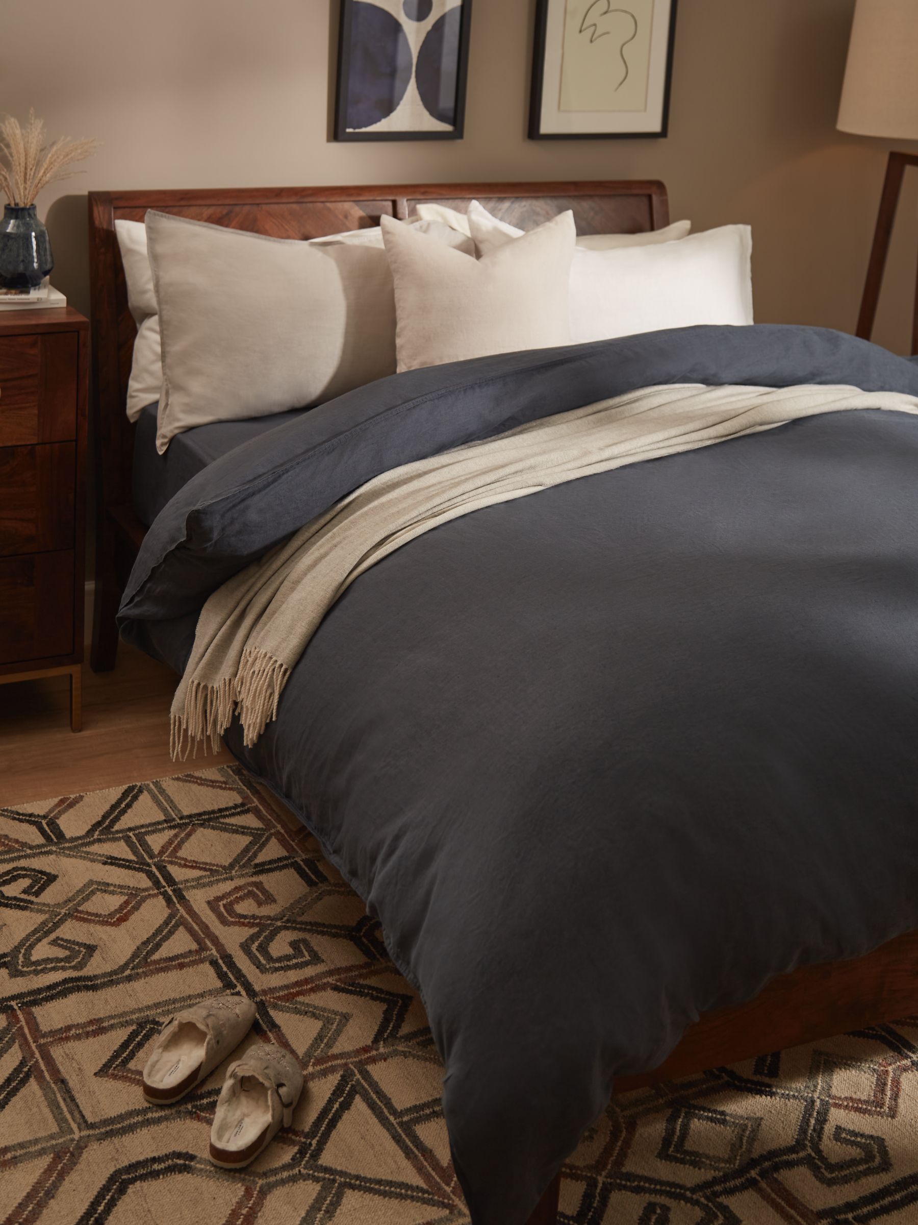 John Lewis Partners 100 Linen Bedding, Blue Grey Linen Duvet Cover