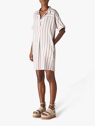 Whistles Sabrina Stripe Dress, White/Multi