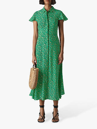 Whistles Ditsy Blossom Shirt Dress, Green/Multi