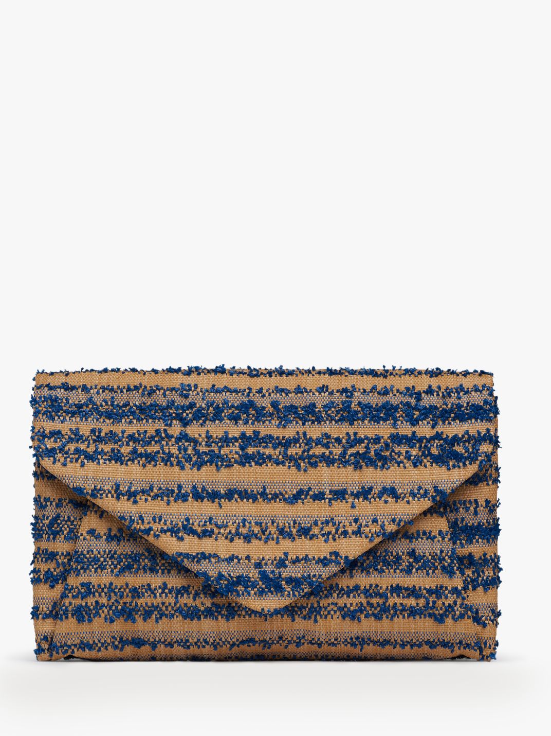 navy and yellow clutch bag