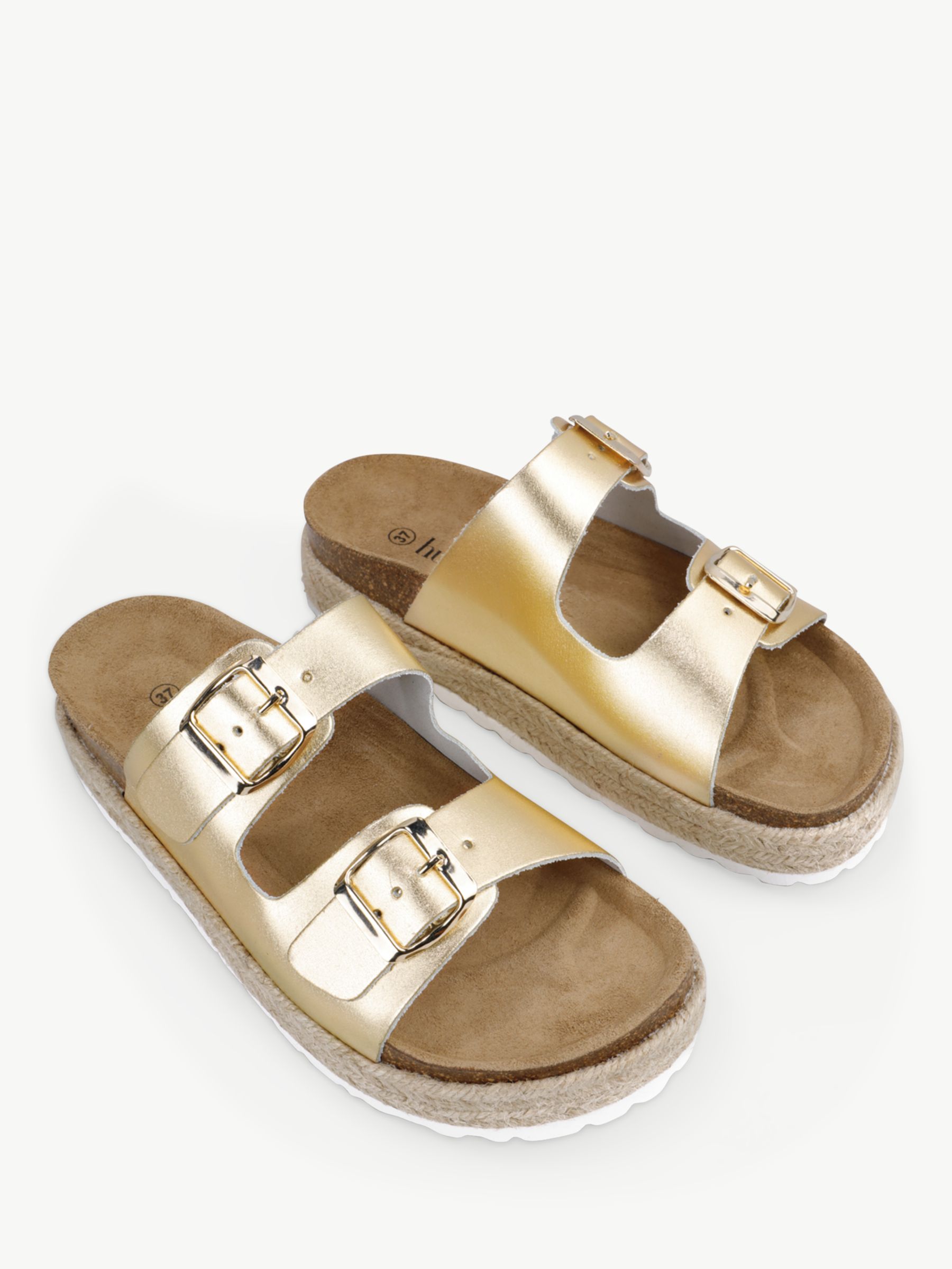 HUSH Woodstock Double Strap Slider Sandals, Gold at John Lewis & Partners