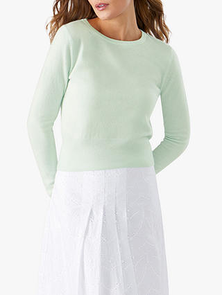 Pure Collection Cropped Cashmere Sweater, Bloom Green