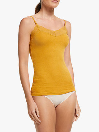 John Lewis & Partners Heat Generating Ribbed Lace Trim Thermal Vest, Yellow