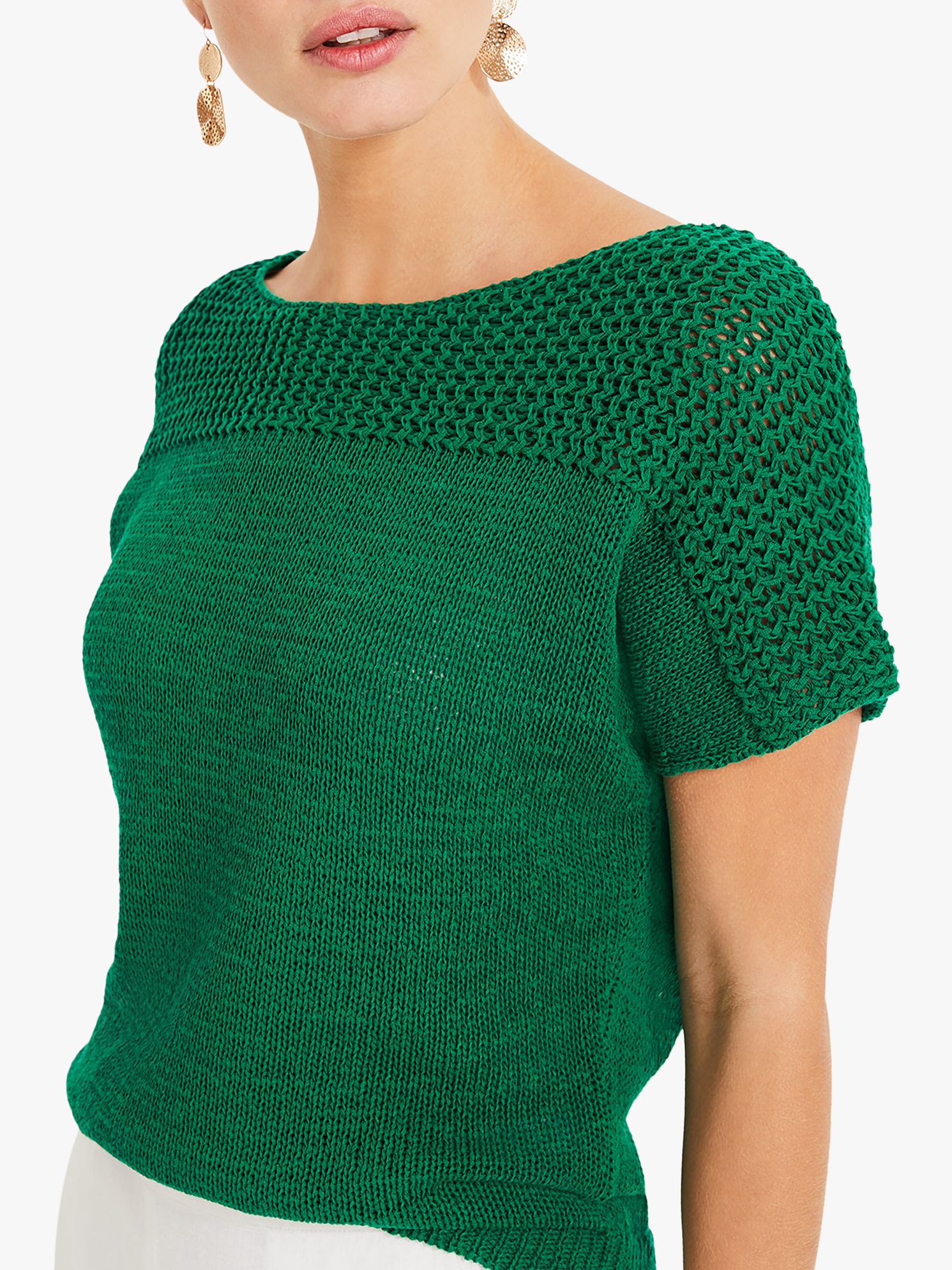 Phase Eight Cecilia Knitted Top, Green, S