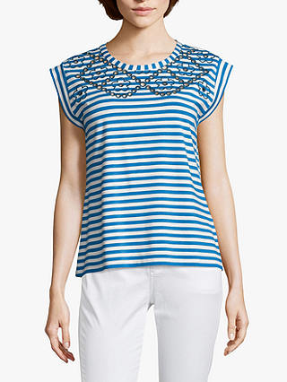 Betty Barclay Striped Cut Out Cap Sleeve Top, Blue/White