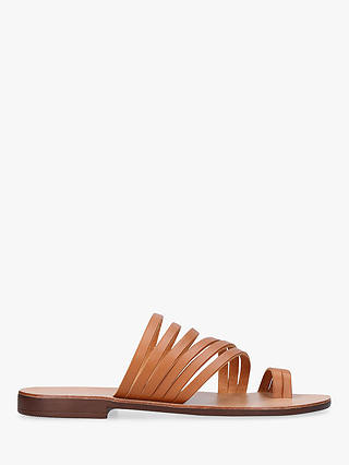 Kurt Geiger London Deliah Multi Strap Flat Sandals, Tan Leather