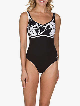 Speedo Contour Luxe Swimsuit, Black/White