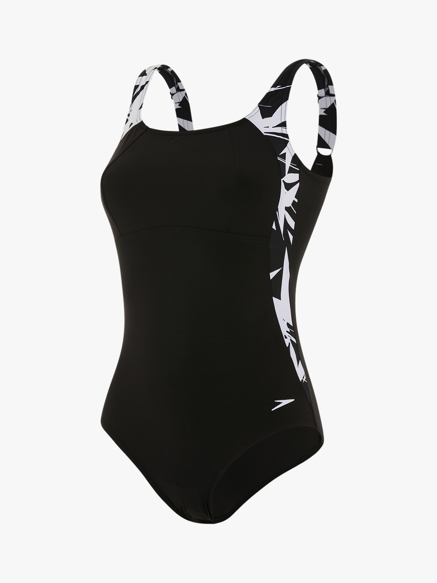 Speedo Sculpture LunaLustre Printed Swimsuit, Black/White