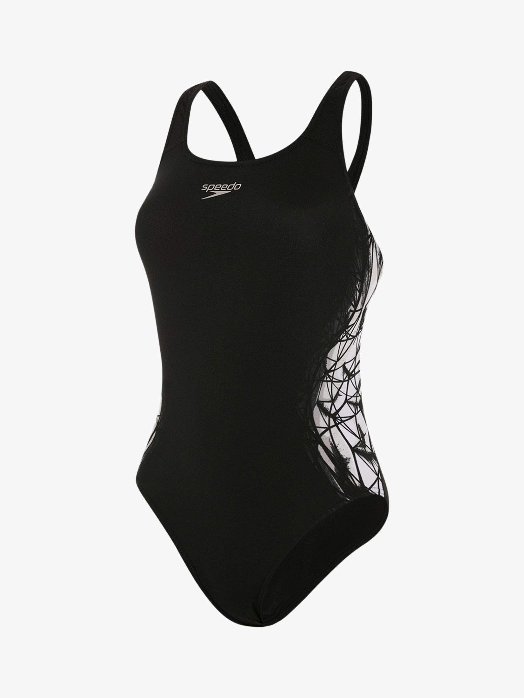 Speedo FluidReflect Powerback Competition Swimsuit, Black/White