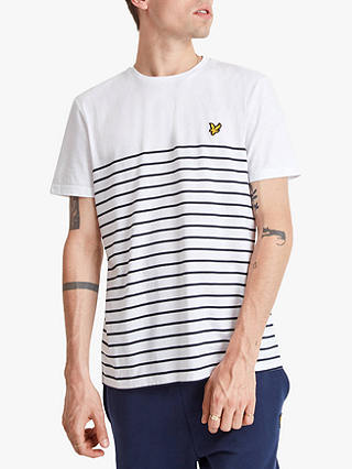 Lyle & Scott Breton Stripe T-Shirt, White/Dark Navy