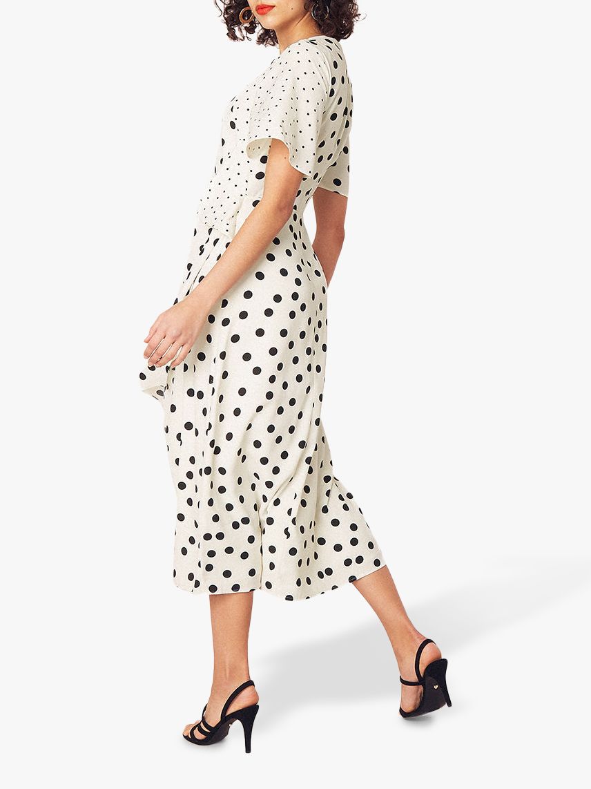 oasis black and white spot dress