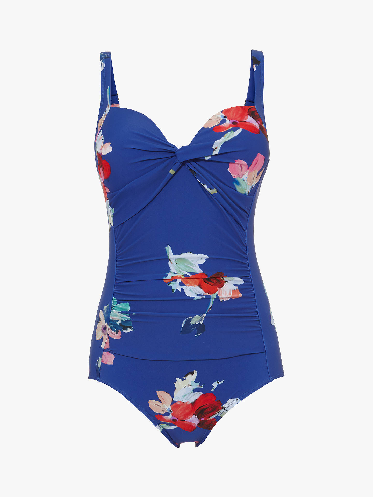 Phase Eight Monica Floral Print Swimsuit, Blue/Multi at John Lewis ...