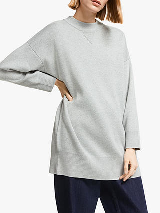 Kin Longline Compact Cotton Sweatshirt, Grey