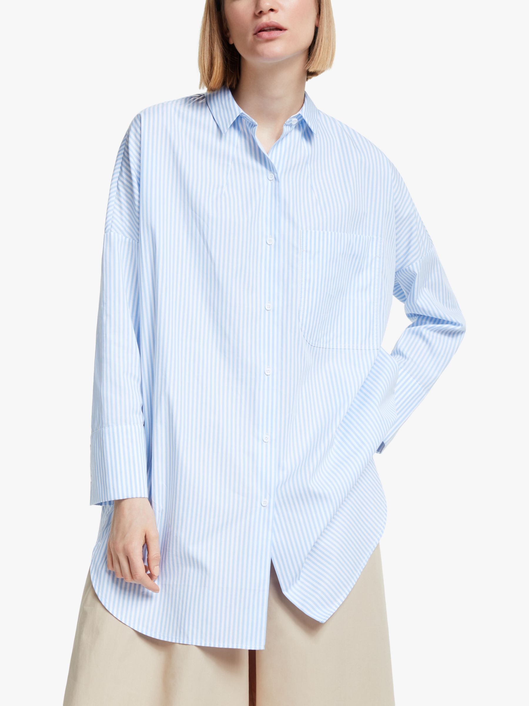 Kin Stripe Cotton Poplin Shirt, Blue