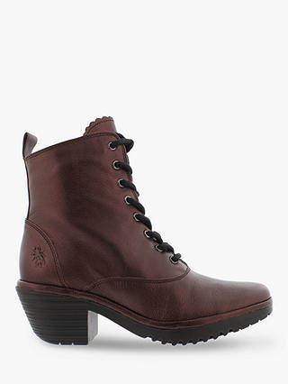 Fly London Wune077Fly Leather Lace Up Ankle Boots, Burgundy