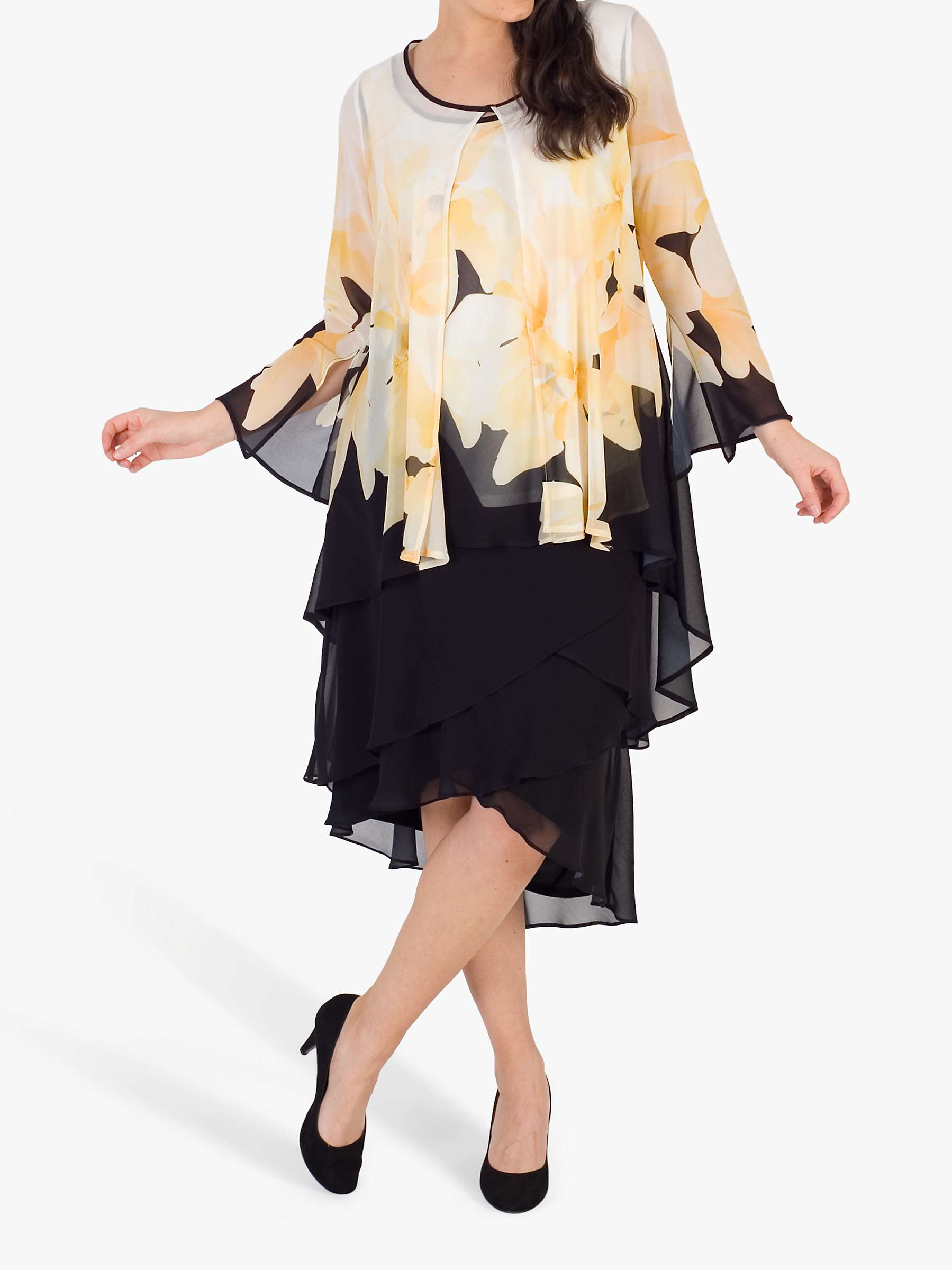 Buy chesca Semi-Sheer Floral Print Chiffon Jacket, Black/Yellow/Ivory Online at johnlewis.com