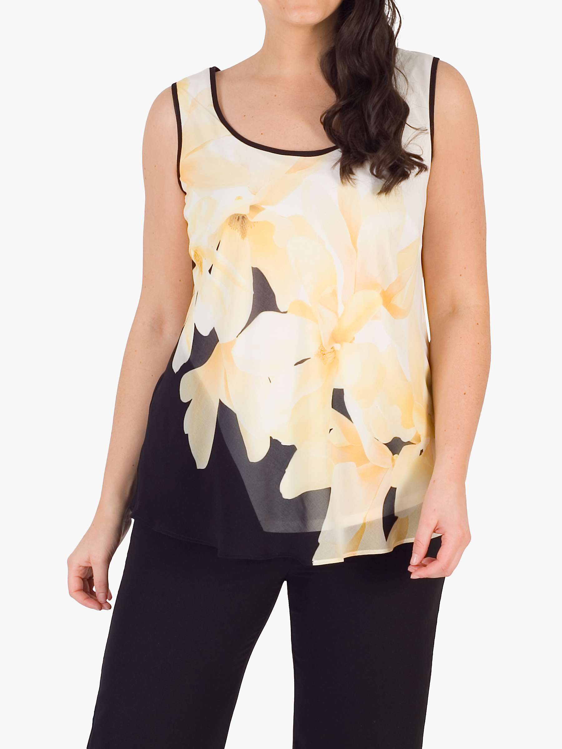 Buy chesca Chiffon Floral Print Cami Top, Black/Yellow/Ivory Online at johnlewis.com
