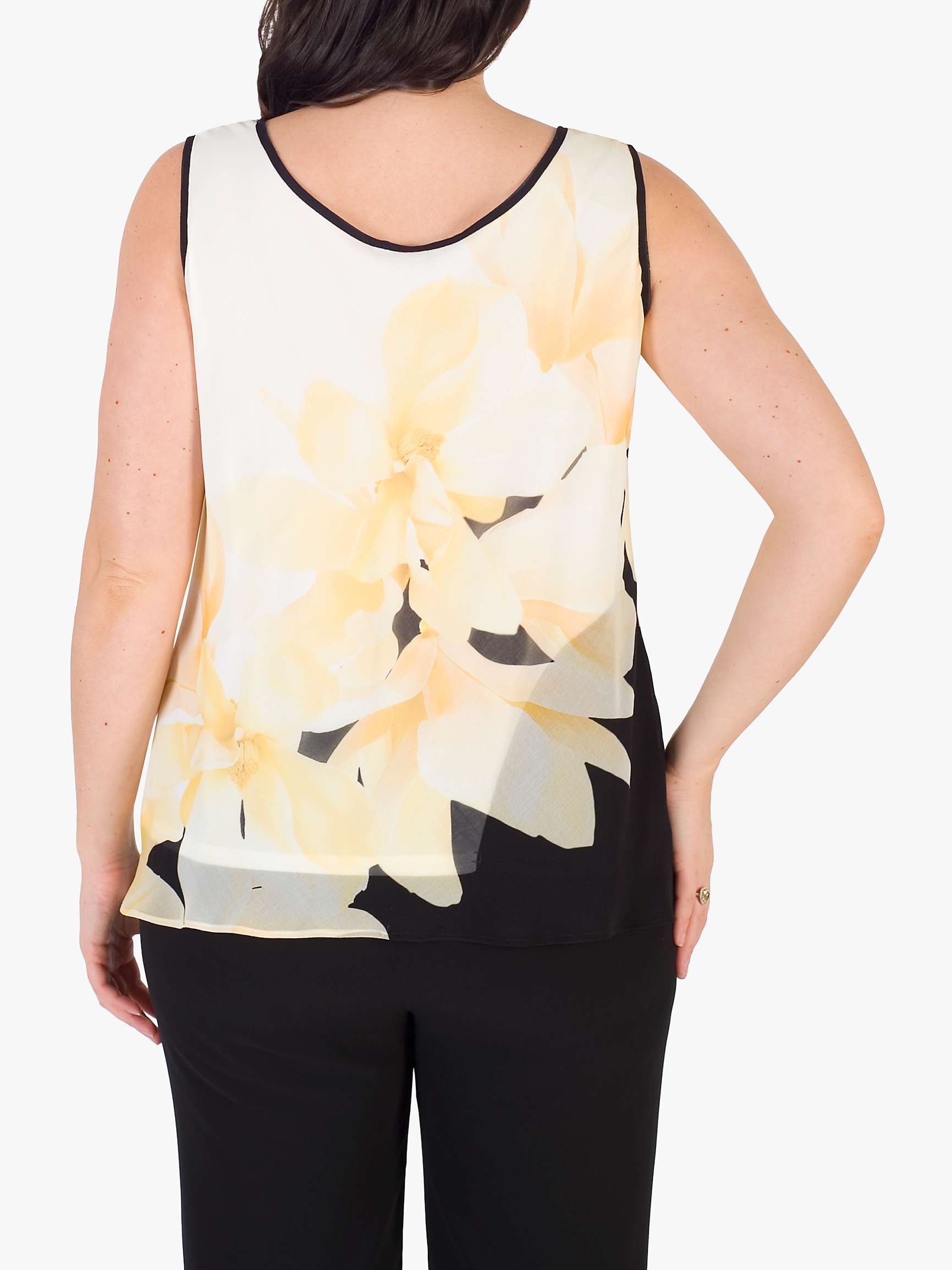 Buy chesca Chiffon Floral Print Cami Top, Black/Yellow/Ivory Online at johnlewis.com