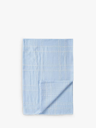 Pure Collection Soft Wool Check Scarf, Pale Blue
