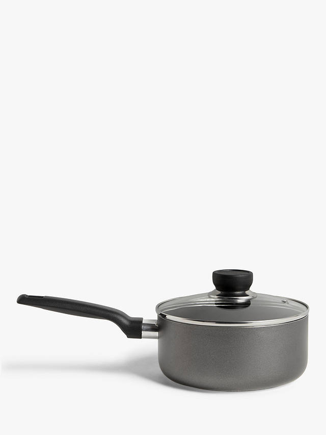 John Lewis ANYDAY Aluminium Non-Stick Saucepan & Lid, Grey, 20cm