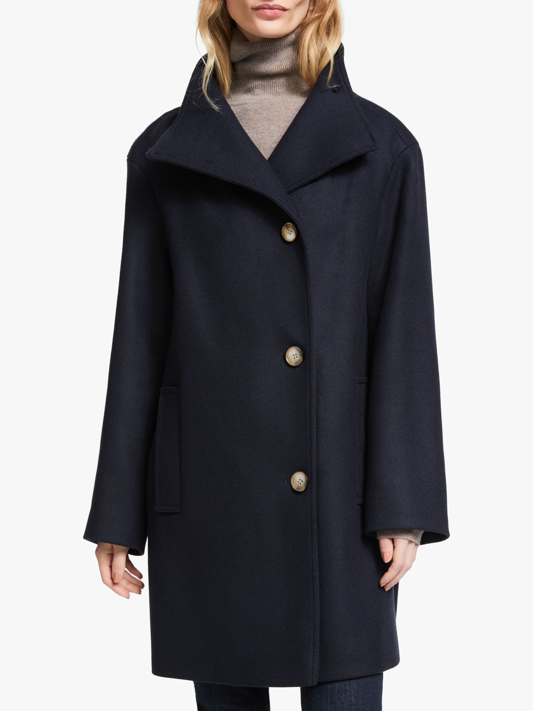 John Lewis & Partners Wool Blend Grown On Funnel Neck Coat at John ...