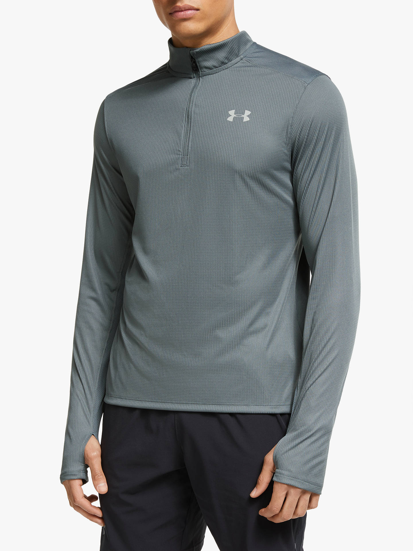 Under Armour Speed Stride 1/4 Zip Running Top, Pitch Grey/Reflective at ...