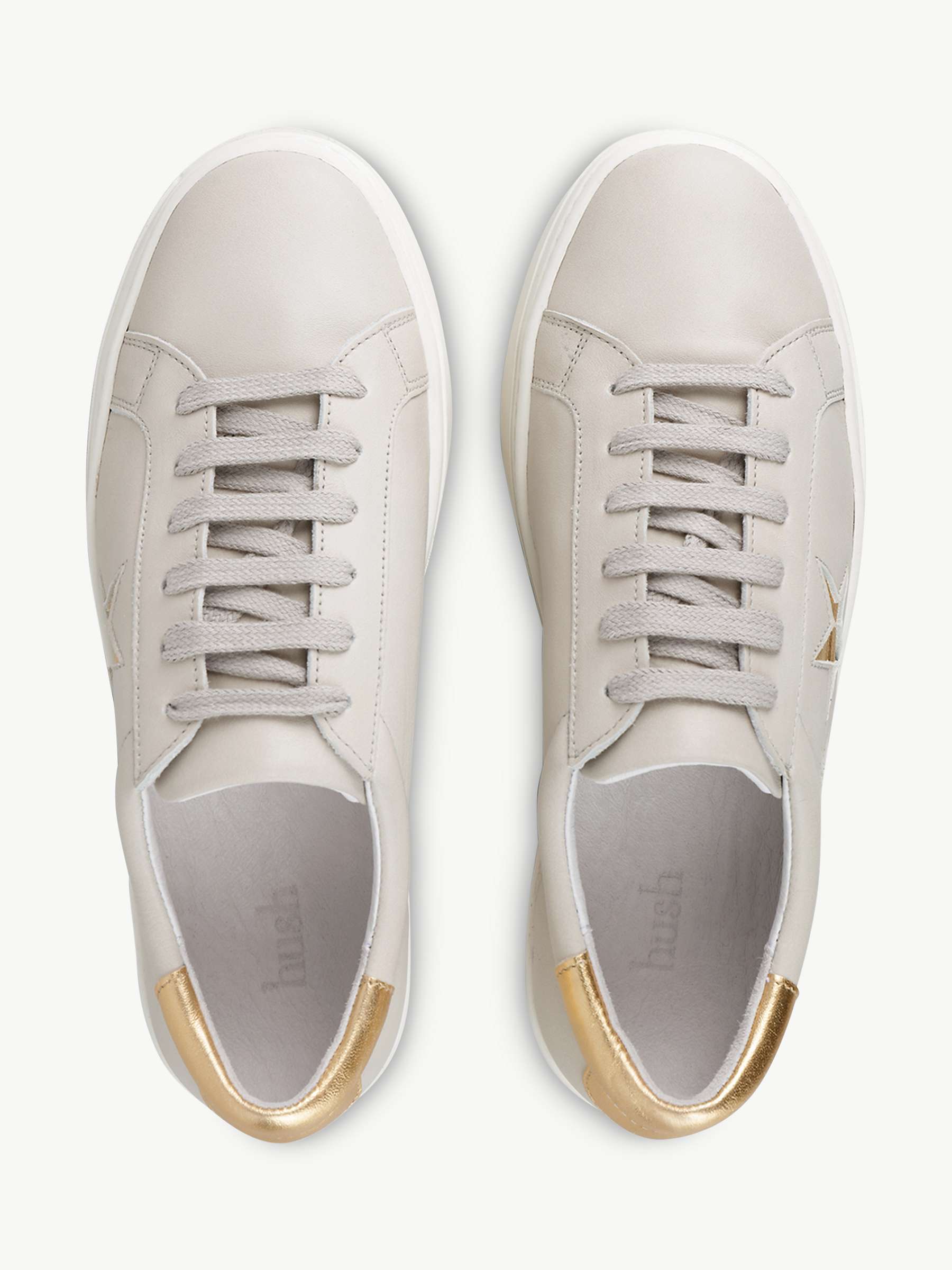 Buy hush Malton Star Low Top Trainers, Grey/Leather Gold Online at johnlewis.com