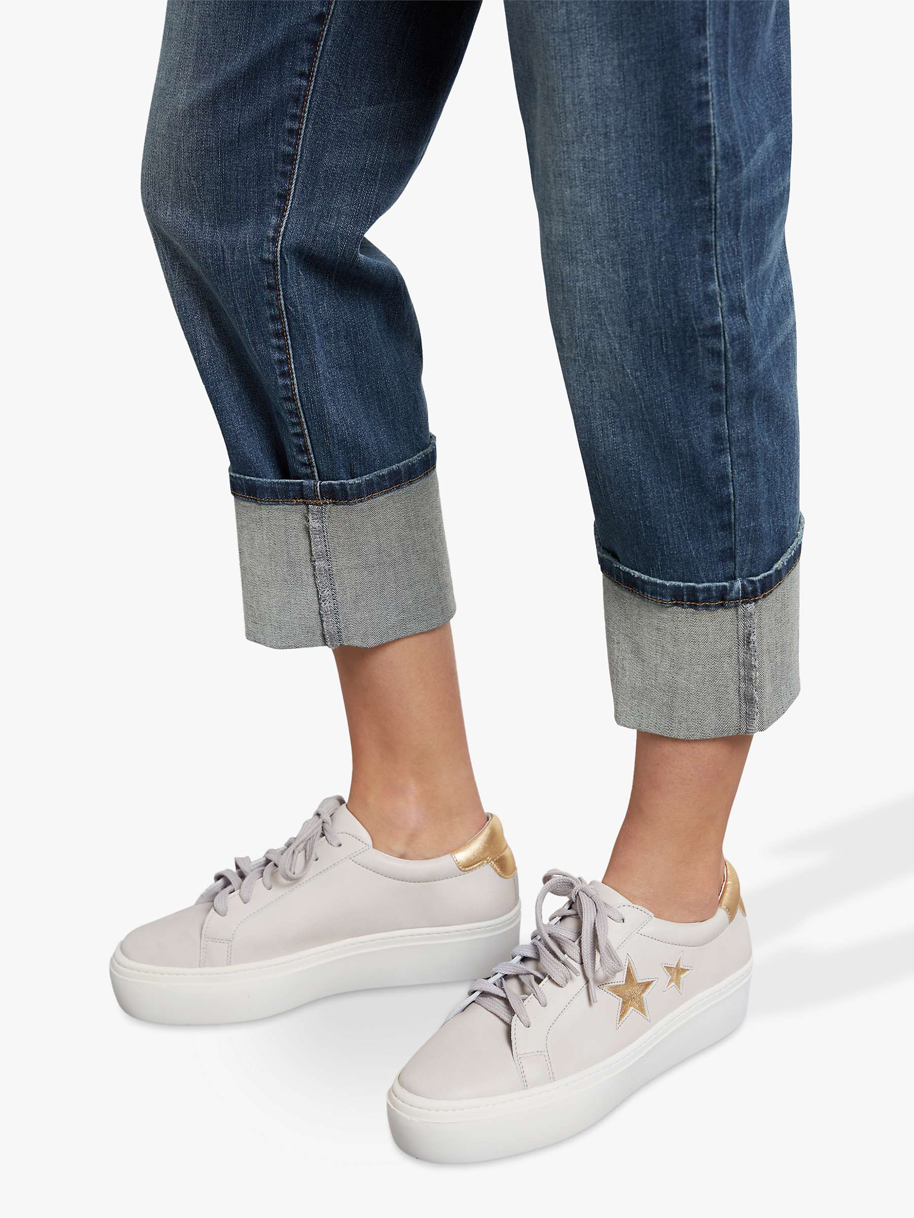 Buy hush Malton Star Low Top Trainers, Grey/Leather Gold Online at johnlewis.com